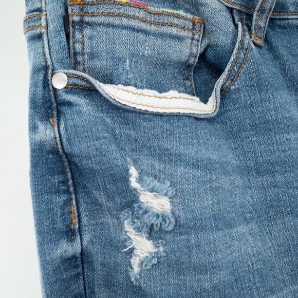 Judy Blue Medium Blue Skinny Jeans with Colorful Accents - Picture 4 of 9